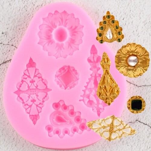 DIY Diamonds Gem Silicone Fondant Molds Vintage Jewelry Cake Decorating Tools Candy Chocolate Gumpaste Moulds