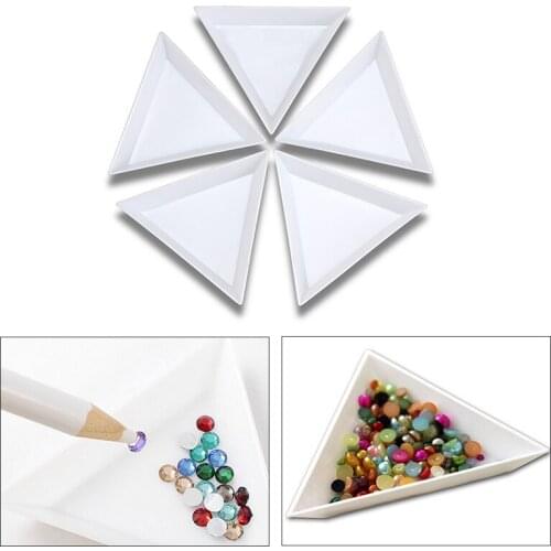 DIY Storage Packing Box Plastic Acrylic Triangle Plate Nail Art Rhinestone Tray Tool Drilling Box