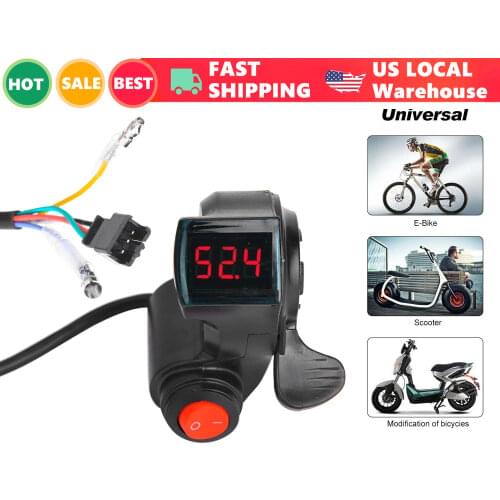 E-Bike Thumb Throttle Display LCD Display Digital Battery Voltage Power Switch Electric Vehicle Finger Thumb Throttle E-bike