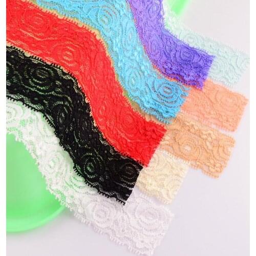 20yards/lot 18 Color U Pick 1.55 Inch Stretch Elastic Lace Trim By The Yard DIY Headband Garter Hair Ties Bridal Lace HD08Y