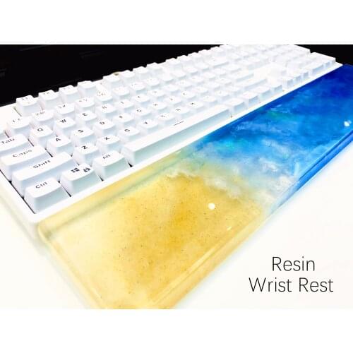Hawaii Beach Resin Wrist Rest Handmade Transparent Resin Artisan Wrist Pad Ergonomic For 87 104 Keys Mechanical Gaming Keyboard