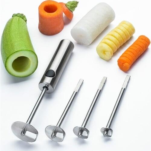 Kitchen Tools Fruit and Vegetable Corer Multipurpose Stainless Steel Drill Dig Hole Opener Fruit Core Remover Set for Vegetables