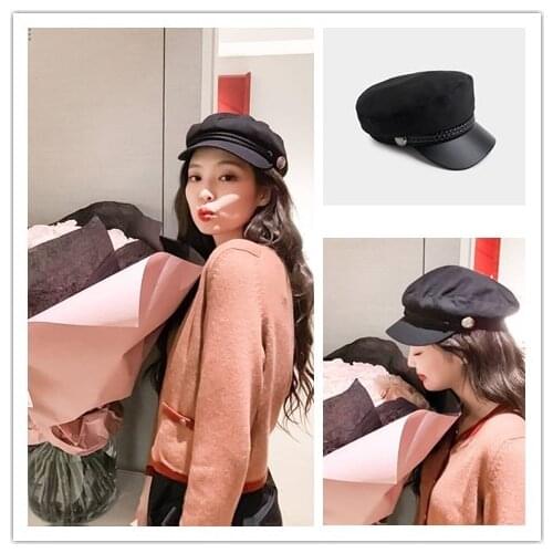 Kpop Seo Yea Ji IU Lee Ji Eun Duck tongue flat top navy hat lady Korean summer fashion beret retro British style octagon caps