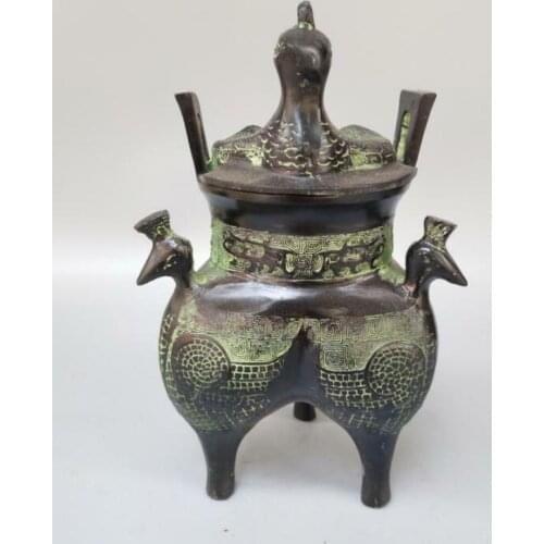 Chinese archaize handicraft bronze phoenix bird incense burner