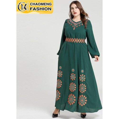 Dubai Abaya Embroidered Fashion Plus Size Hijab Dress Turkey Kaftan Islam Clothing Muslim For Women Vestidos Arabic Maxi Robe