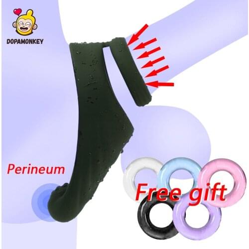 Male Penis Rings Delay Ejaculation Penis Mens Masturbator Soft Silicone Sexy Double Cock Ring Lock Sperm for Man Adult Sex Toy