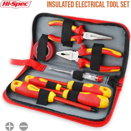 Hi-Spec VDE Insulated Screwdriver Set 1000v Magnetic Screw Driver Elelctricians Hand Tool Set Industrial Pliers In Zipper Bag