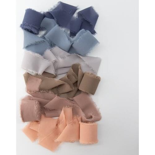 Edged Chiffon Ribbon Silk-like Ribbons Wedding Invitation Bouquet fabric Ribbons 4cmx5.5m Handmade Frayed Ribbon gift Wrapping