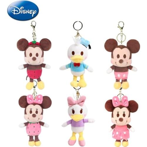Genuine Disney Donald Duck Daisy Mickey Mouse Minnie Plush Doll Kawaii Fashion Keychain School Bag Pendant Toy For Girl Kid Gift