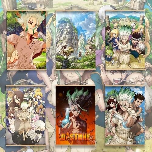 Dr Stone Senku Tsukasa Anime Manga Wall Solid Wood Hanging Scroll Poster Canvas Painting Wall Art Anime Poster For Living Room