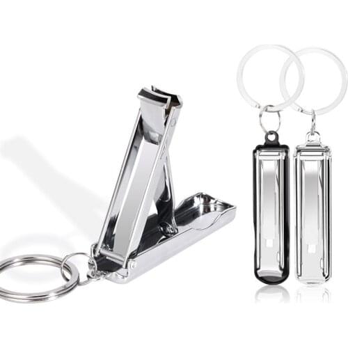 Stainless Steel Black Foldable Portable Stainless Steel Nail Toe Cutter Trimmer Nail Art Tool Manicure Set With Key Ring MD85