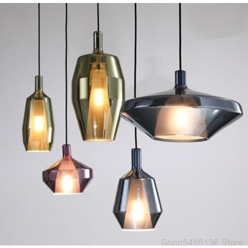 Modern Stained Glass Living Room Pendant Lights Home Deco Kitchen Hanging Lamp Bedroom Industrial Cafe Dining Room Light Fixture
