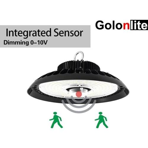 Golonlite Motion sensor LED high bay light 200W 150W 100W warehouse lighting UFO LED IP65 waterproof CE 5 years warranty