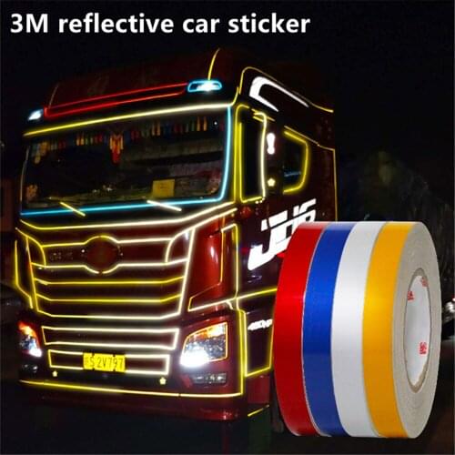 3M Car Truck Reflective Sticker Body Decoration Strip Motorcycle Electric Bicycle Wheel Refit Luminous Car Sticker