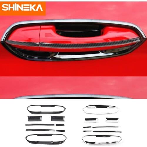 SHINEKA For Ford Mustang 2015+ ABS Car Door Grab Handle Frame Cover Decor Trim Protective Stickers For Ford Mustang Accessories