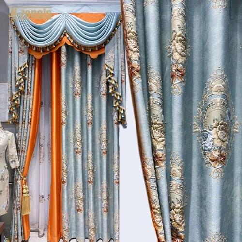 European-style Curtains for Living Room and Bedroom Pattern Jacquard Wholesale Curtains Custom High-quality Blackout Curtains