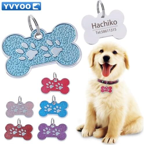 YVYOO Free engraving Dog Tags Engraved Cat Puppy Pet ID Name Collar Tag Pendant Stainless Steel Dog Tag Pet Accessorie