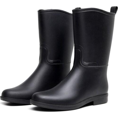 Winter Fashion Women Rain Boots Nonslip Wear-resistant Water Shoes PVC Waterproof Rubber Shoes Casual Rainboots Motorcycle Boots