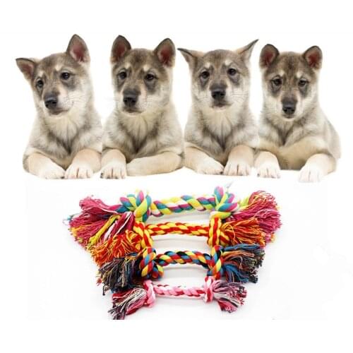 1 pcs Pets dogs pet supplies Pet Dog Puppy Cotton Chew Knot Toy Durable Braided Bone Rope 20CM Funny Tool (Random Color )
