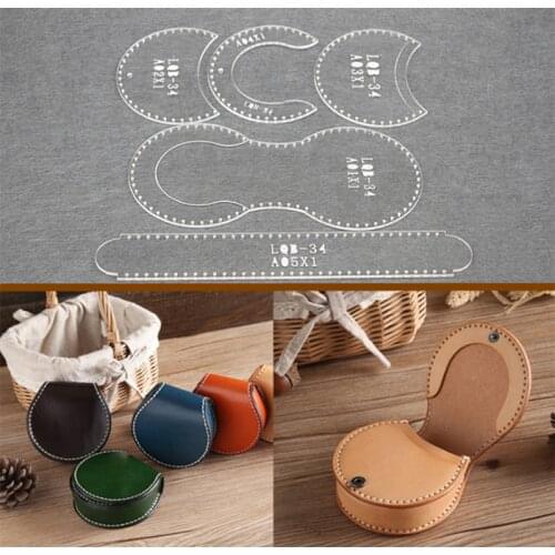 2 sets Leather Tools Acrylic Model Set for Storage Horseshoe Shape Purse DIY Handmade Template