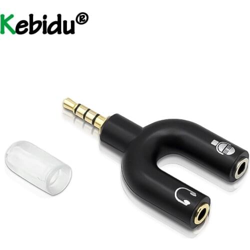 2 In 1 Connector U Type Adapter Dual 3.5MM Headphone Plug Audio Cables Splitter Microphone For Phone For Laptop