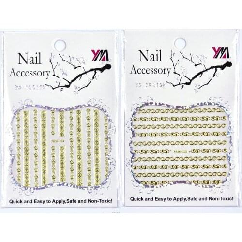 60Sheets Fashion Ultrathin 3D Adhesive Golden Lace/Hollow Bows/flower Nail Strip Stickers Gold Decal FAN76-105 ##30designs