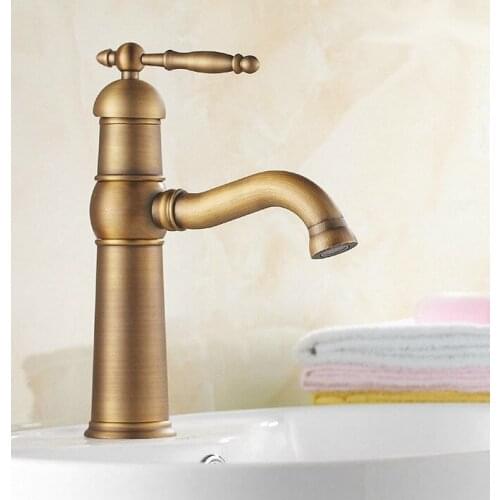 Antique Brass Single Handle Swivel Bathroom Vessel Sink Basin Faucet Mixer Tap anf123