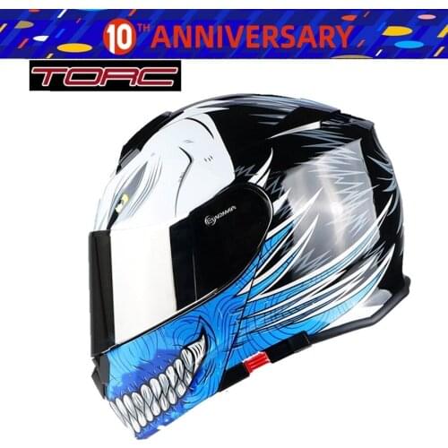 Free shipping 1pcs TORC Full Open Face Fashion Silver Lens Modular Moto Helmet Flip Up Dual Visor ABS DOT ECE Motorcycle Helmet