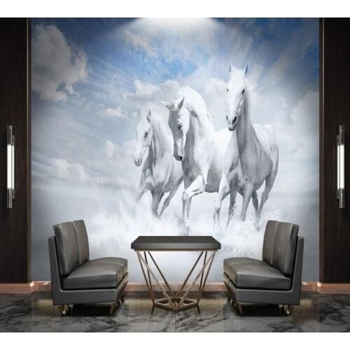 Free Shipping 3D Custom Wallpaper Nordic Horse Pentium Wide Seascape TV Sofa Background Wall Study Wallpaper Living Room Mural