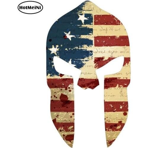 HotMeiNi 7.5cm x 13cm SPARTAN HELMET VINTAGE USA FLAG Automobile Styling Lnterest Reflective Car Stickers