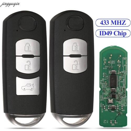 Jingyuqin Remote Control Smart Car Key 433Mhz ID49 For MAZDA CX-3 Axela CX-5 Atenza Model SKE13E-01 SKE13E-02 2/3 Button