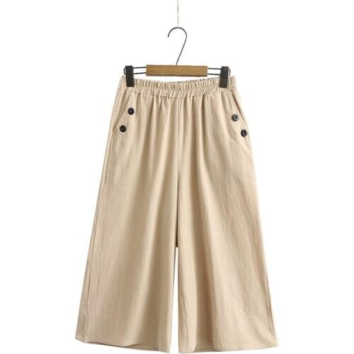 Summer Casual Calf Length Pants 4XL Plus Size Womens Clothing Fashion Loose wash cotton Linen Cropped Trousers pants women