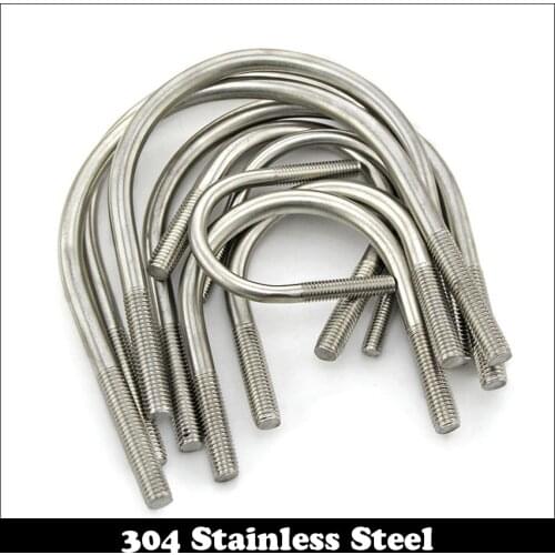 M10 M10*42 M10x42 M10*51 M10x51 304 Stainless Steel 304ss DIN3570 U-Bolt U Shape Type Pipe Clamp Screw Stirrup Bolt