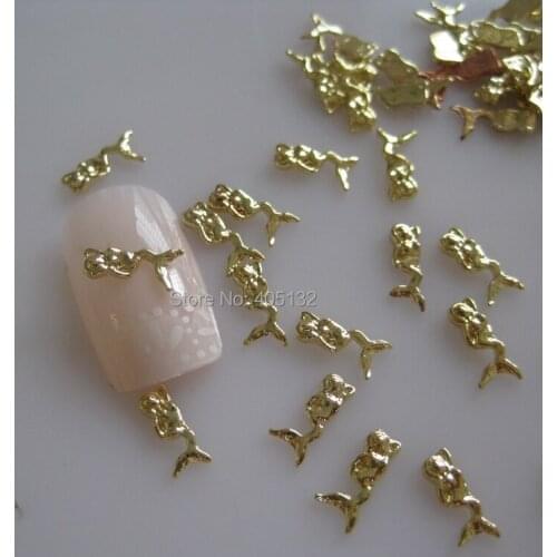 MD-745 3D 50pcs/bag Gold Mermaid Nail Decoration Metal Shinny Deco Metal Nail Art Decoration