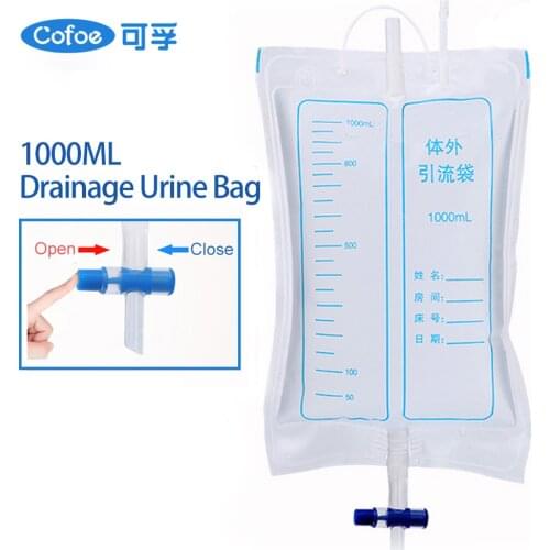 Cofoe 1000ML Drainage Urine Bag only suitable Cofoe brand Urine Set Accessories Drainage Urine Bag with Cross Switch