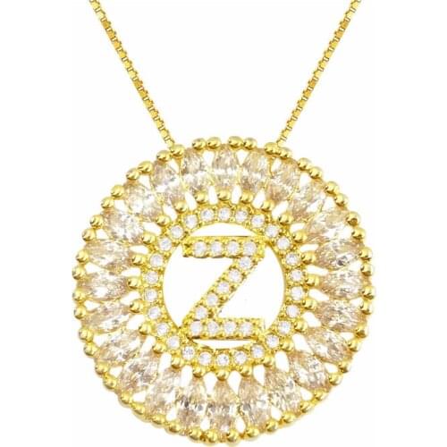 OMYFUN Fashion DIY Letter Z Pendant Neckalce Letter A B C D E F G H I J K L M N O P Q I S T U V W X Y Z Mandala De Letra Collar