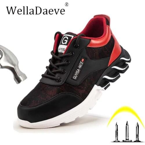 Mens Safety Shoes Steel Toe Construction Protective Footwear Outdoor Light Breathable Sneaker Anti-smashing Work Boots For Men
