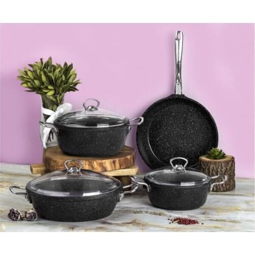 7 pcs/set granite stainless steel kitchen cookware set cooking pots and pans casserole pan cookware set cookware utensil sets