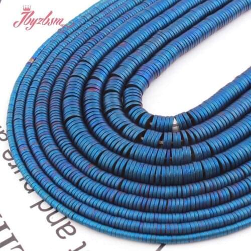Natural Hematite Blue Forst Heishi Button Loose Stone Beads 1x2/1x4/1x6mm For Jewelry Making DIY Necklace Bracelet Strand 15"