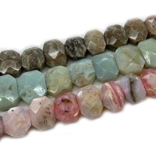 Natural Coral Fossil Pink Opal Amazonite Stone Beads 15'' Faceted Irregular DIY Loose Beads For Jewelry Making Beads Necklace