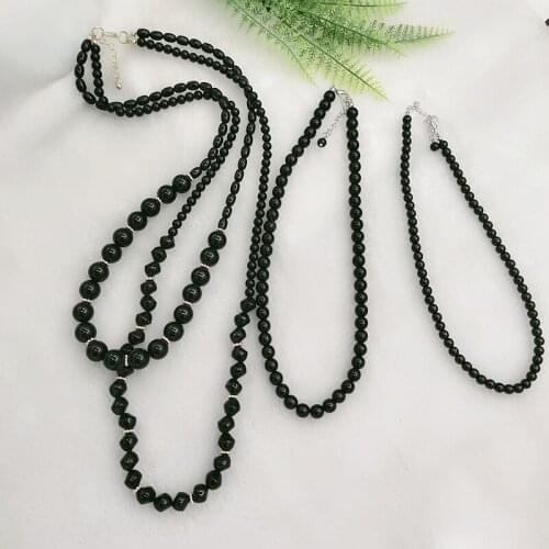 New fashion texture multi-layer Necklace womens black beads sweater chain elegant intellectual neck accessories temperament acc