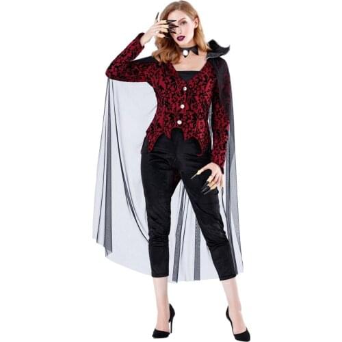 New Women Vampire Queen Costume Noble black widow Cosplay Female Vampire Queen Witch Costume For Halloween Party Dress