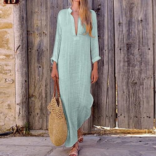 Autumn Women Loose Casual Dress Soild Plus Size Short Sleeve Deep V Neck Elegant Midi Dresses For Women Clothing Vestido 2021