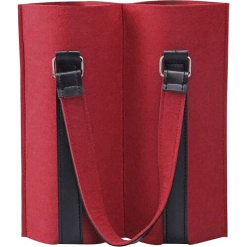 Red Wine Bag Fabric 2 Wine Bottle Tote Bag Carrier Felt Bottle Gift Storage Bags with Handle Champagne Bottle Cover Bags