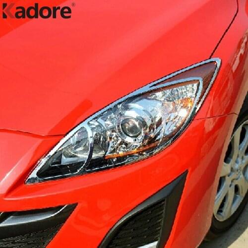 Fit For Mazda 3 M3 2010 2011 2012 abs Chrome Front Headlight Lamp Cover Head Lights Trim Car Exterior Accessories 2pcs