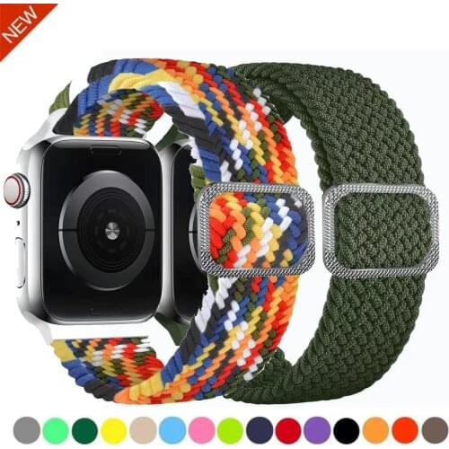 Adjustable nylon strap Compatible with Apple watch 6 5 4 SE 44mm 40mm braided elastic wristband for iwatch 3 2 1 42mm 38mm strap