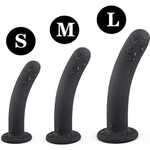 Mini Smooth Silicone Dildo Anal Plug Black Silicone Massager with Suction Cup Waterproof Clitoris Masturbator Adult Sex Toys