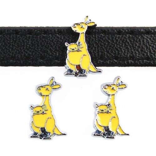Kangaroo Sliders Charms 8mm Cute Anime Character Enamel Slide Charms for Wristbands Mesh Bracelets DIY Accessories Makig