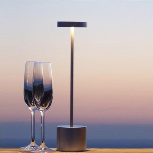 Modern Creative Cordless Bar Table Lamp USB Rechargeable Desk Lamp LED Portable Night Light Metal Restaurants Cafe Bedside Light