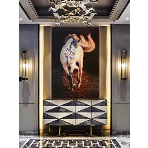 GY Modern Minimalist Glass Decorative Painting Living Room Sofa Background Wall 3D Wall Painting Light Luxury Entrance Painting